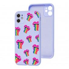 Чехол для iPhone 11 Wave Fancy rainbow smile / lavender