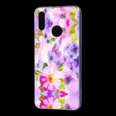 Чехол для Huawei P Smart 2019 Flowers Confetti "розово-фиолетовые цветы"