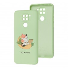 Чохол для Xiaomi Redmi Note 9 Wave Fancy freelance cat/mint gum