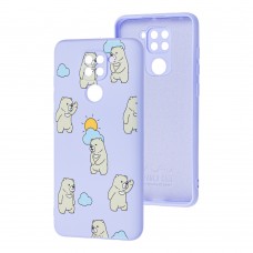 Чехол для Xiaomi Redmi Note 9 Wave Fancy cute bears / light purple