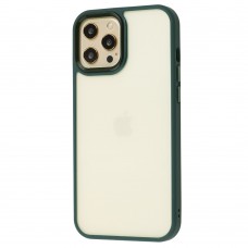 Чехол для iPhone 12 Pro Max Metal Buttons темно-зеленый
