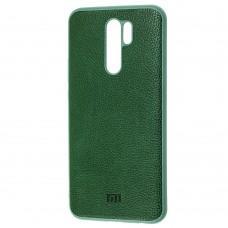 Чехол для Xiaomi Redmi 9 Leather cover зеленый