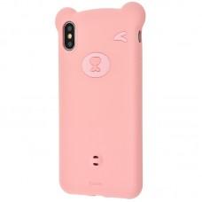 Чохол для iPhone Xr Baseus Bear silicone рожевий