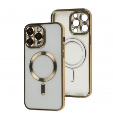 Чехол для iPhone 14 Pro Max Fibra Chrome MagSafe gold