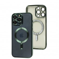 Чехол для iPhone 14 Pro Max Fibra Chrome MagSafe green