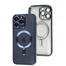 Чехол для iPhone 14 Pro Max Fibra Chrome MagSafe blue