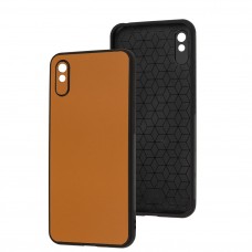 Чехол для Xiaomi Redmi 9A Classic leather case orange