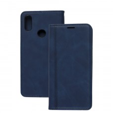 Чехол книжка для Xiaomi Redmi Note 7 Business matte line синий