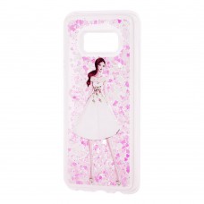 Чехол для Samsung Galaxy S8 (G950) Блестки вода светло-розовый "девушка в платье"