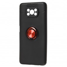 Чехол для Xiaomi Poco X3 Deen ColorRing с кольцом черный / красный