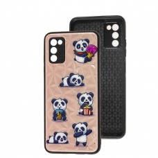 Чехол для Samsung Galaxy A03s (A037) Wave Majesty baby panda / light pink