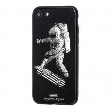 Чохол White Knight для iPhone 7/8 Glass космонавт