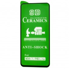 Защитное стекло для Huawei P40 Lite "ceramics anti-shock" черное (OEM)