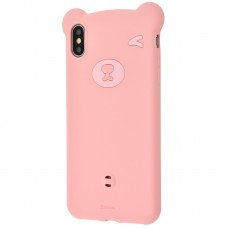 Чохол для iPhone Xs Max Baseus Bear silicone рожевий
