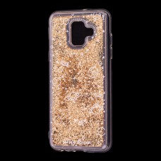 Чехол для Samsung Galaxy A6 2018 (A600) Блестки вода золотистый "пространство"