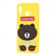 Чохол для Samsung Galaxy A20 / A30 ведмедик "Love Me" жовтий