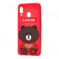 Чохол для Samsung Galaxy A20 / A30 ведмедик "Love Me" червоний