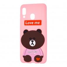 Чехол для Samsung Galaxy A20 / A30 мишка "Love Me" розовый