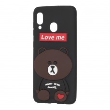 Чехол для Samsung Galaxy A20 / A30 мишка "Love Me" черный