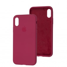 Чехол для iPhone X / Xs Silicone Full малиновый / pomegranate