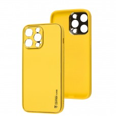 Чехол для iPhone 14 Pro Max Leather Xshield yellow