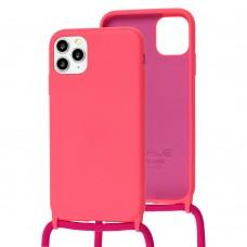 Чохол для iPhone 11 Pro Max Wave Lanyard with logo bright pink