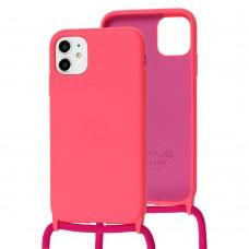Чехол для iPhone 11 Wave Lanyard without logo bright pink