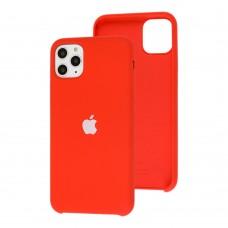 Чехол silicone для iPhone 11 Pro Max case красный белое яблоко