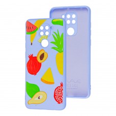 Чехол для Xiaomi Redmi Note 9 Wave Fancy summer fruits / light purple