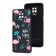 Чехол для Xiaomi Redmi Note 9s/9 Pro Wave Fancy flamingo / black
