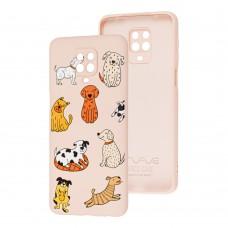Чехол для Xiaomi Redmi Note 9s/9 Pro Wave Fancy funny dogs / pink sand