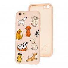 Чехол для iPhone 6 / 6s Wave Fancy funny dogs / pink sand