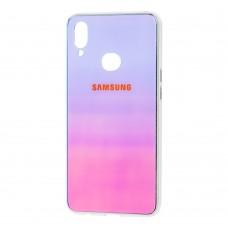 Чехол для Samsung Galaxy A10s (A107) Rainbow glass с лого синий