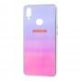 Чехол для Samsung Galaxy A10s (A107) Rainbow glass с лого синий
