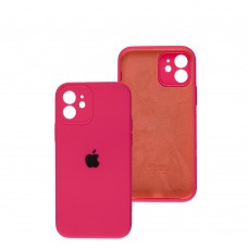 Чехол для iPhone 12 Silicone Slim Full camera shiny pink 