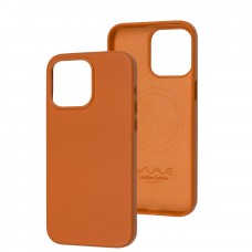 Чехол для iPhone 15 Pro Max WAVE Premium leather MagSafe orange