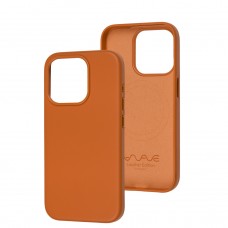 Чехол для iPhone 15 Pro WAVE Premium leather MagSafe orange
