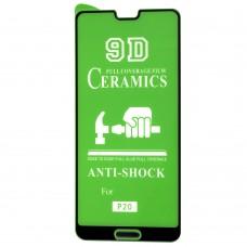 Защитное стекло для Huawei P20 "ceramics anti-shock" черное (OEM)
