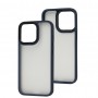 Чехол для iPhone 13 Pro Shadow Matte Metal Buttons синий
