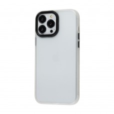 Чехол для iPhone 13 Pro Shadow Matte Metal Buttons белый