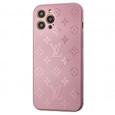Чохол для iPhone 12 Pro Max glass LV рожевий