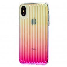 Чехол для iPhone X / Xs Gradient Laser розовый