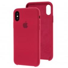 Чехол Silicone для iPhone X / Xs case розово красный