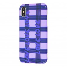 Чехол Violet для iPhone X / Xs glossy "Love" фиолетовый 