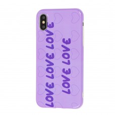 Чехол Violet для iPhone X / Xs glossy "Love" светло фиолетовый 