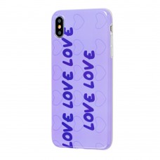 Чехол для iPhone Xs Max Violet glossy "Love" светло фиолетовый 