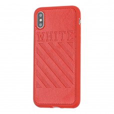 Чехол для iPhone X / Xs off-white leather красный