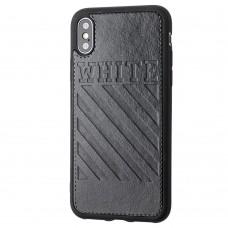 Чохол для iPhone X / Xs off-white leather чорний