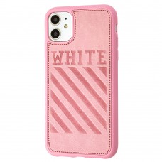 Чохол для iPhone 11 off-white leather рожевий