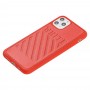 Чохол для iPhone 11 Pro Max off-white leather червоний